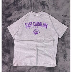 Vintage East Carolina University Pirates Purple Logo Graphic T Shirt Size XL
